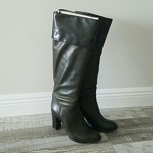 EUC L'autre Chose sz 39 green olive hunter heel knee high leather Boots